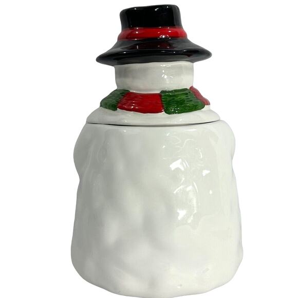 Snowman and Wreath Christmas Holiday Cookie Jar - Picture 2 of 4